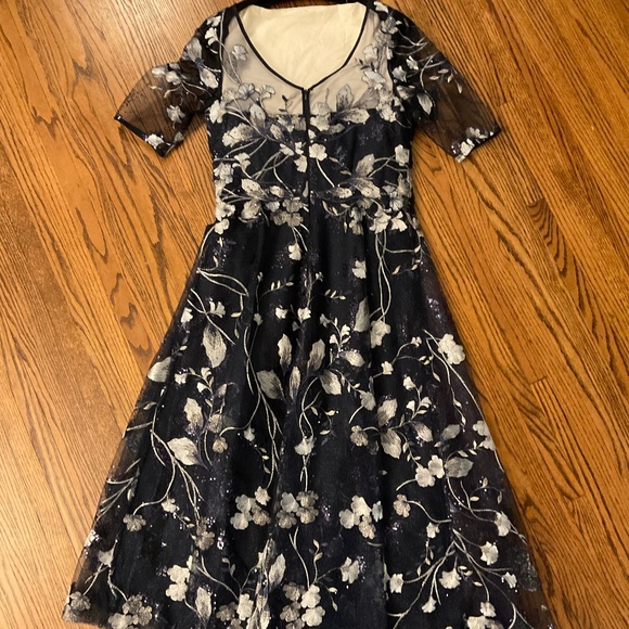 Teri Jon by Rickie Freeman Embroidered Tulle Tea Dress size 10 - Picture 7 of 11